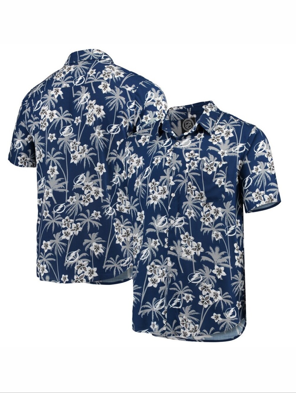 Men's Tampa Bay Lightning Blue Floral Button-Up Shirt, Size XL